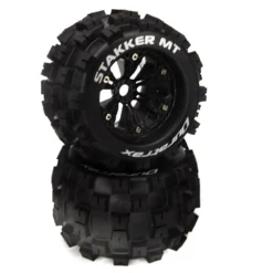 Duratrax Stakker 1/8 MT Mounted 1/2" Offset Black Wheels, 17mm Hex (2)