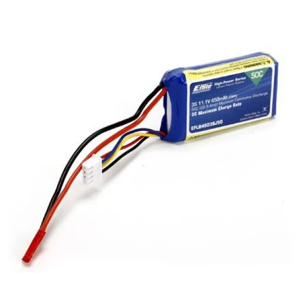 E-flite 11.1V 450mAh 3S 50C Lipo Battery With JST Connector 1 E-flite 11.1V 450mAh 3S 50C Lipo Battery With JST Connector