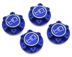Hot-Racing Aluminum 25mm Hex Serrated Nuts, Blue (X-Maxx) (4)