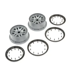 Losi Front/rear 4.75" 24mm Hex Wheels And Beadlock Set, Grey. (5ive-T 2.0) (2)