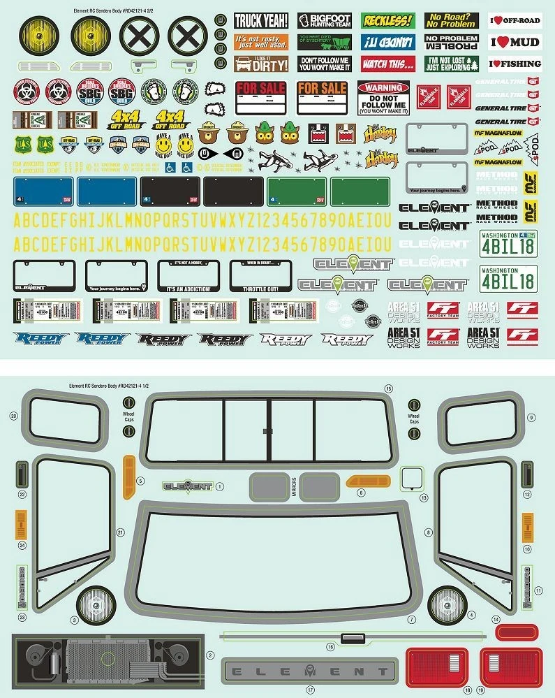 Team Associated Sendero Body Decal Sheet 1 Team Associated Sendero Body Decal Sheet