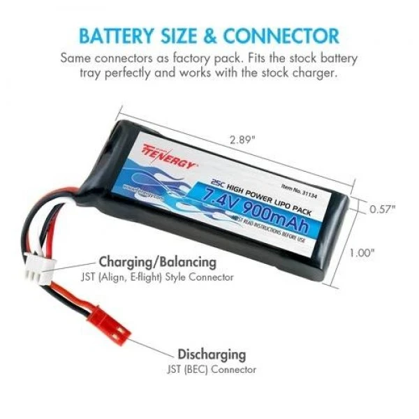 Tenergy LiPo Battery 900mAh 25C 7.4V (2S) 1 Tenergy LiPo Battery 900mAh 25C 7.4V (2S)