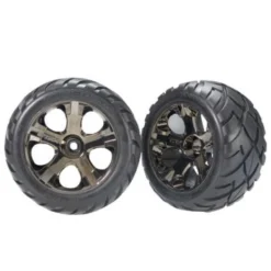 Traxxas Pre-assembled Front Anaconda Tires & All-Star Wheels, Black Chrome (2)