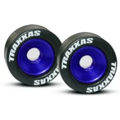 Traxxas Aluminum Wheelie Bar Wheels With Rubber Tires, Blue (2)