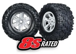 Traxxas Tires & Wheels, Mounted, Satin Chrome Wheels, Maxx AT Tires (2)